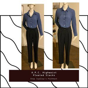 A.P.C. High Waisted Navy Slacks